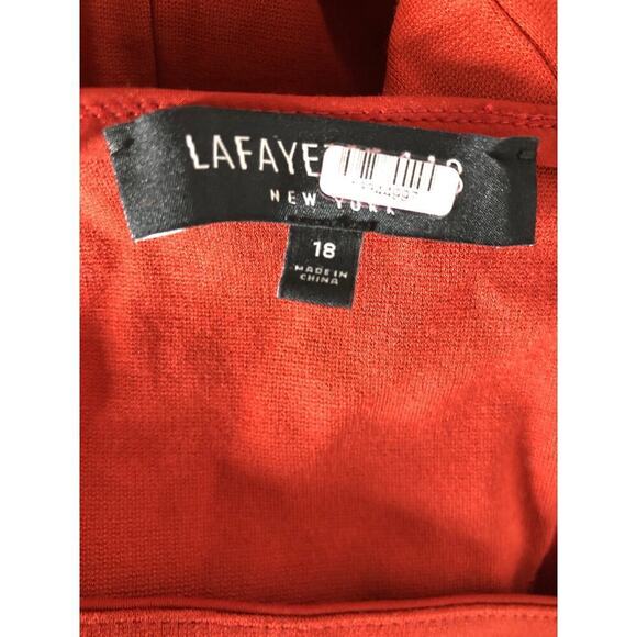 Lafayette 148 Aldrich Dress 3/4 Sleeve Boat Neck Midi Carnelian Red 18 - Picture 8 of 10